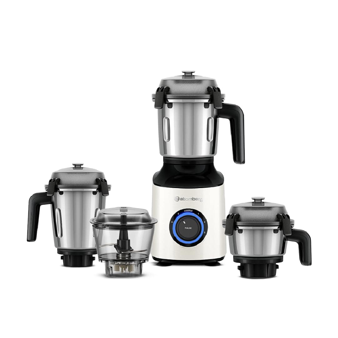 atomberg Zenova Mixer Grinder with Unique Coarse Mode | Advanced Safety Features | 4 Jars including Unique Chopper Jar with Hands Free Operation (Pearl White), Medium