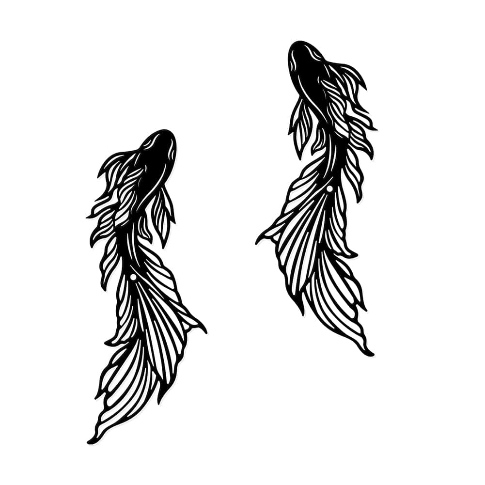 NBEADS 2 Pcs Fish Wall Decorations, Iron Wall Sculpture with Screws Black Metal Art Ornament Koi Fish Goldfish Decorative Wall Hanging Artwork for Living Room Indoor Outdoor Home