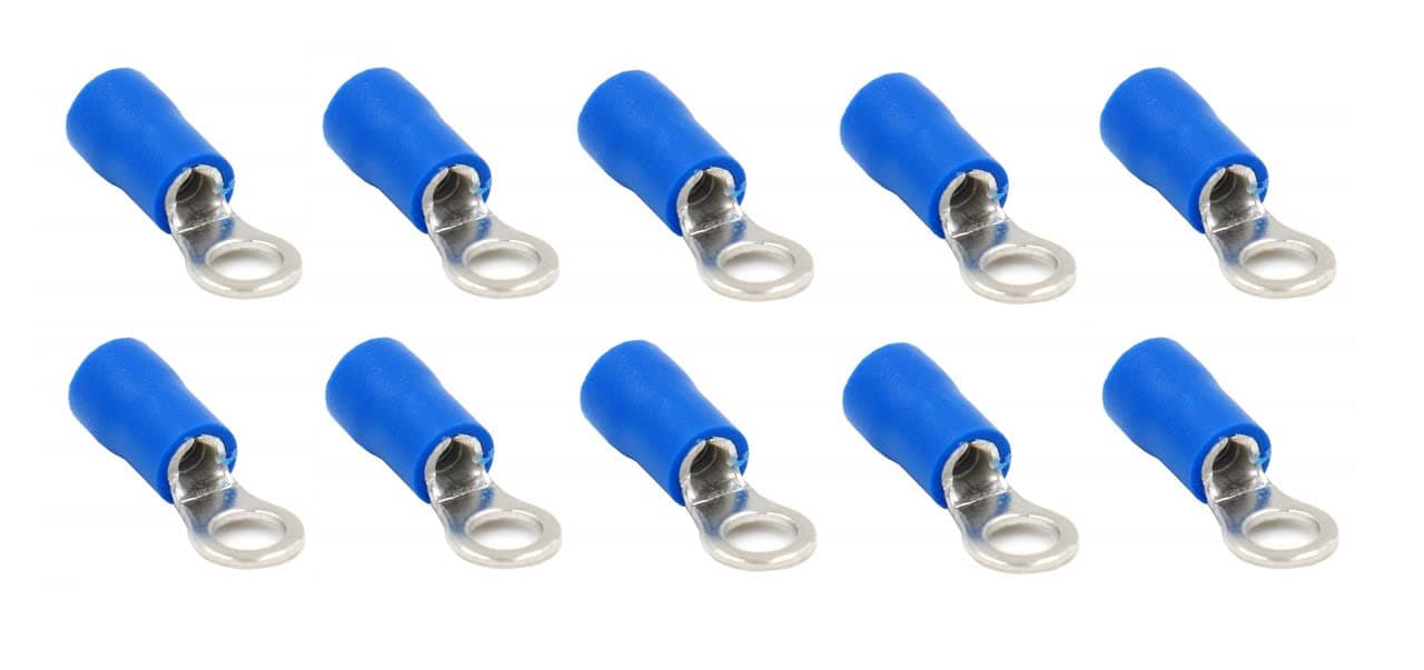 ERH India (10 Pc) Ring Type Wire Crimp Connectors 16-14AWG Insulated Terminals Ring Electrical Wire Crimp Connectors RV2-4 Ring Terminals Wire Connector