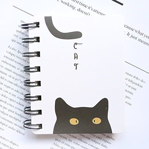 Gysad Small Pocket Notebook Cute Spiral Notebook Blank Page Memo Notepad Diary for Girls Boys Festive Gifts Stationery - 160 Page/80 Sheet, Black Cat