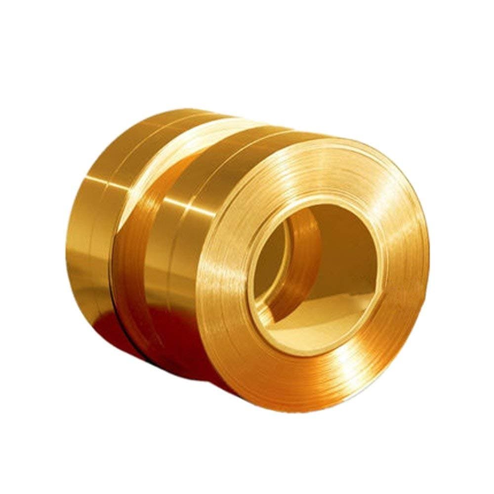 RZDEAL 3.28"/1m Long Solid Brass Foil Copper Sheet Tape Conductive Roll Brass Roll Foil for Metalworking (0.01mm X 100mm)