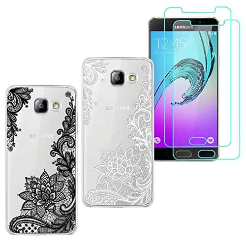 2 X Samsung Galaxy C9 Pro Case with 2 Pack Glass Screen Protector Phone Case for Men Women Girls Clear Soft TPU with Protective Bumper Cover Case for Samsung Galaxy C9 Pro