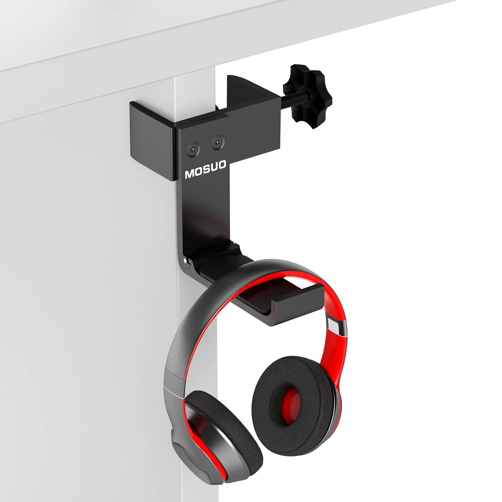 MOSUO Foldable Headset Holder, Headphone Hanger with Hook Design, Aluminum Headphone Stand for Desk, Adjustable Gaming Headset Stand, Universal Headset Bracket for Hanging Headphone, Umbrella and Bag