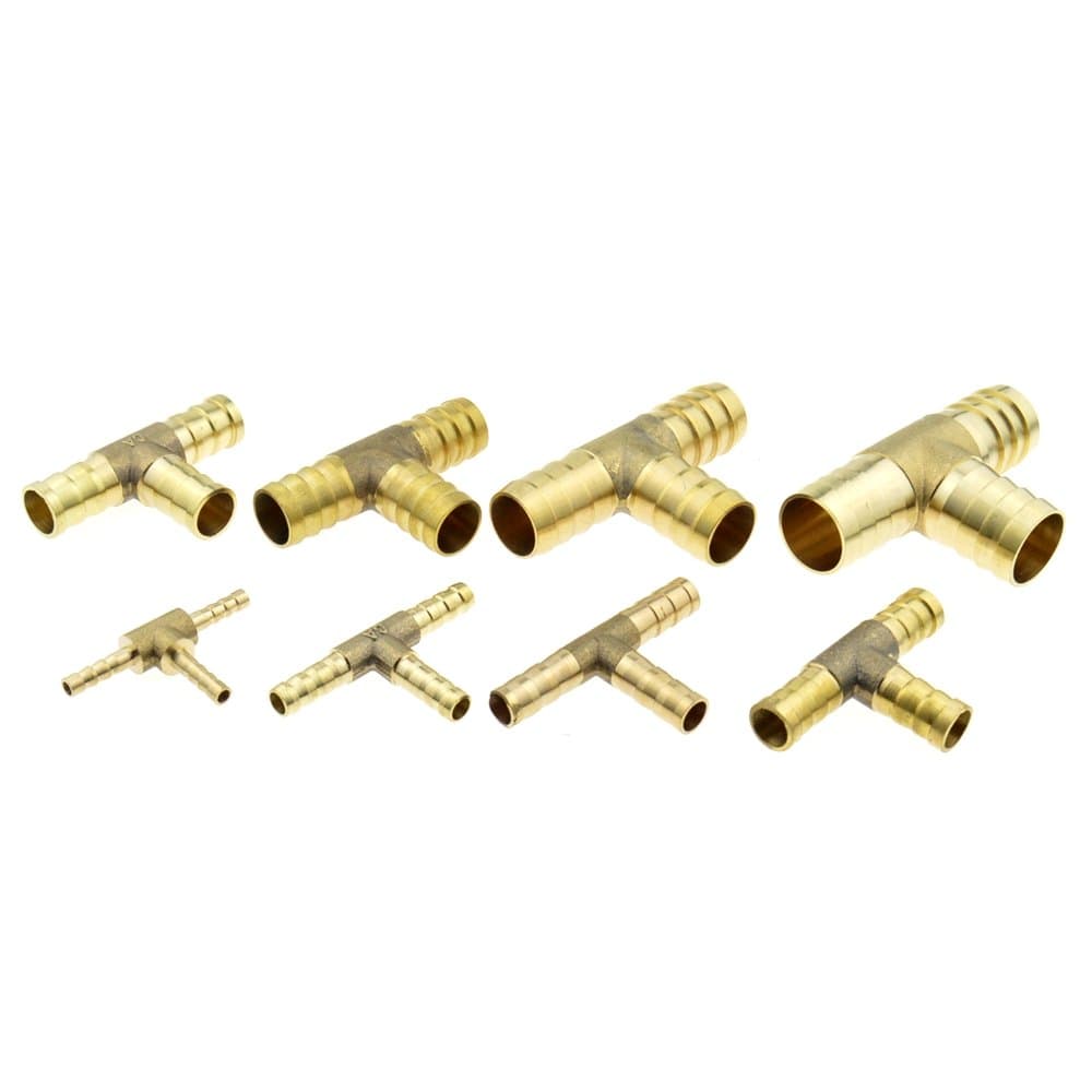 T-Shape Brass Barb Hose Fitting Tee 4Mm 6Mm 8Mm 10Mm 12Mm 16Mm 3 Way Hose Tube Barb Copper Barbed Coupling Connector Adapter