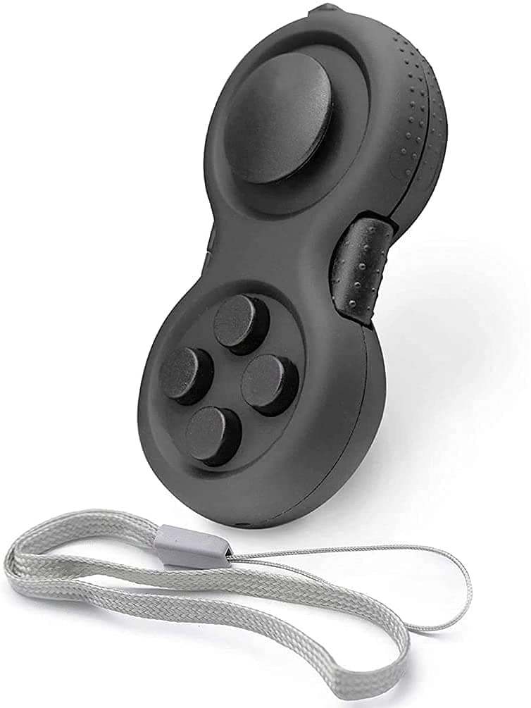 - LIVYU LIFE Kid Fidget Pad Focus Fidget Toy with 8-Fidget Functions and Lanyard - Perfect for Relieving Stress (Black) (Black)