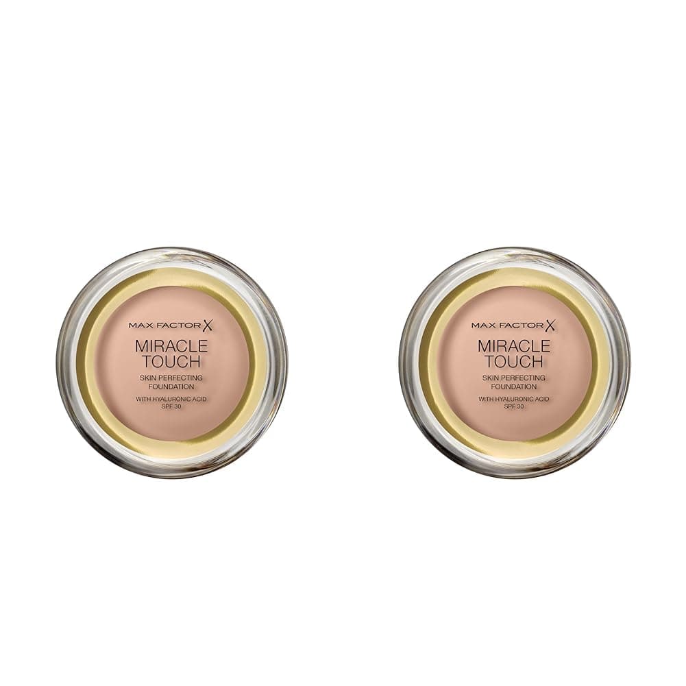 Max Factor Miracle Touch Foundation, New and Improved Formula, SPF 30 and Hyaluronic Acid, 55 Blushing Beige (Pack of 2)