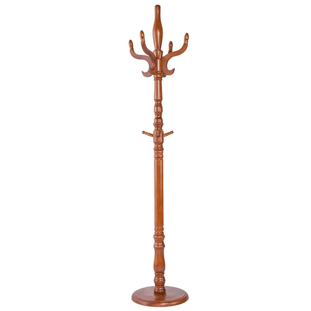 YMJ Coat rack Racks 206cm Tall Solid Wood Coat Rack Floor-type Hall Round Base Pegged Coat Shelf