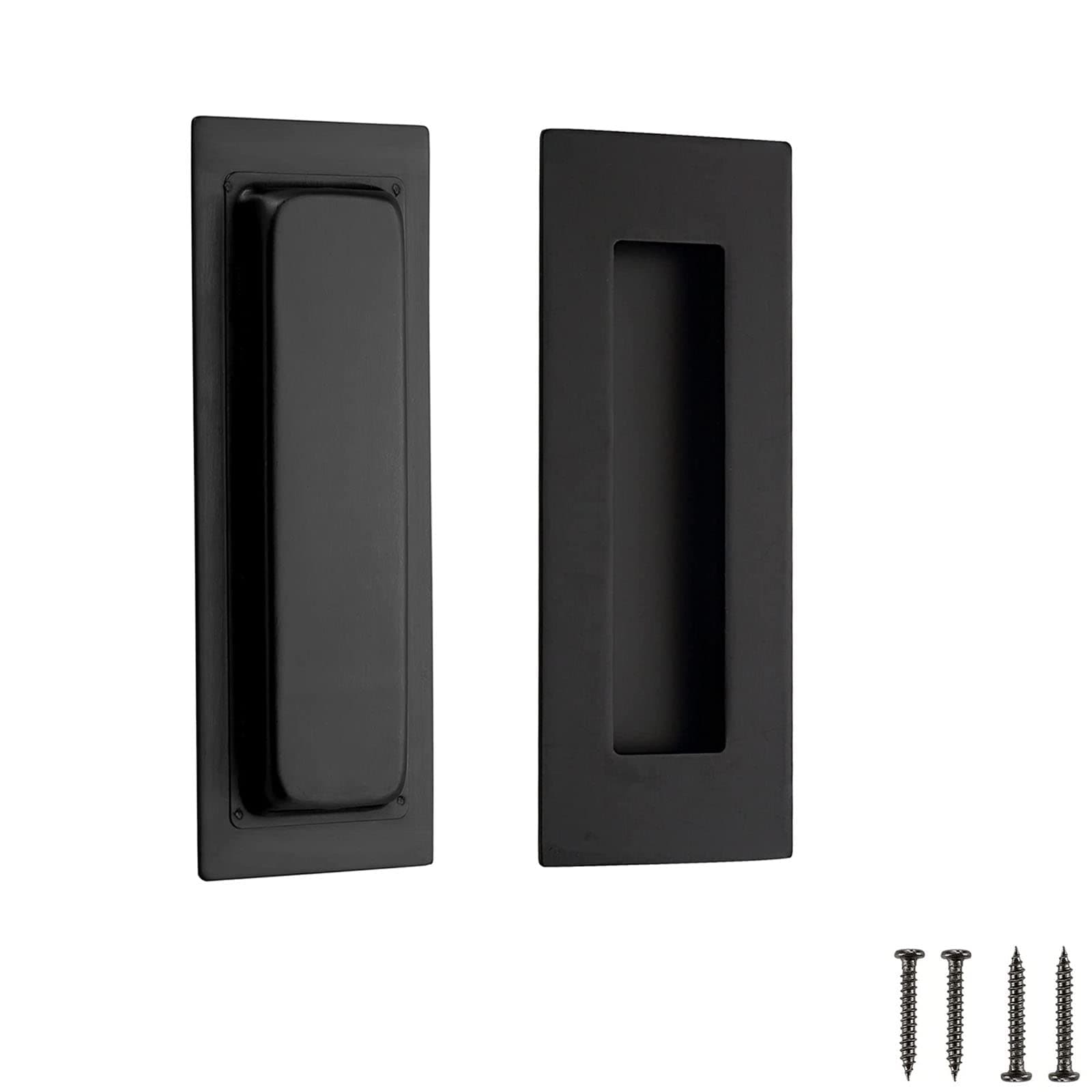 2 Pack Black Flush Pulls 120mm Length Sliding Door Handles Recessed Flush Finger Pull Matte Black Stainless Steel Cabinet Drawer Knob Sliding Door Handles for Door Cabinet Drawer Wardrobe