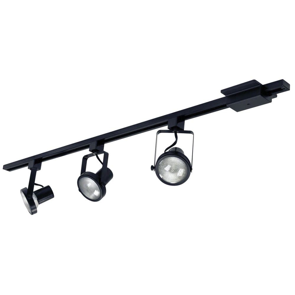 Nora Track Light NTL-158B/4H - Black - 4 ft. Track Kit (4) Gimbal Ring Heads - For PAR30 Lamps - Single Circuit - 120 Volt - Ready For Installation