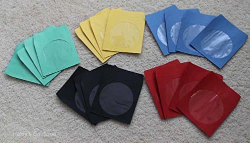 20 Cd DVD Paper Sleeve Durable Covers Red Blue Green Yellow Black Disc Case Storage