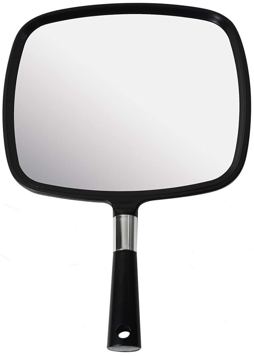Mirrorvana Large & Comfy Hand Held Mirror with Handle - Barber Model in Black