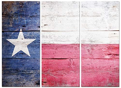 Texas Wall Art - Large Flag Canvas Decor 48x36 inch - Rustic Wooden Themed Texas Star Artwork for Living Room, Bedroom, Office, Home Decor & Gift
