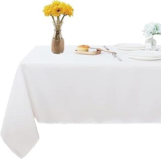 Fitable Rectangle Tablecloth 90x156 inch Tablecloth Stain and Wrinkle Resistant Washable Polyester Table Cloth, Decorative Fabric Table Cover for Dining Table, Buffet Parties and Camping WhiteOEKO-TEX STANDARD 100