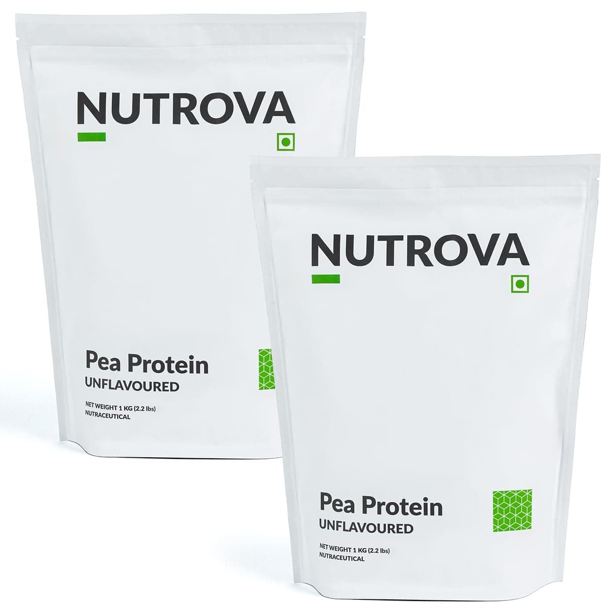 NUTROVA Pea Protein Powder, Vegan Protein Isolate 2 Kgs(Pack Of 2X1000 Gms)|No Added Sugar, Artificial Sweeteners Or Flavours|Vegan & Gluten-Free|80% Protein Content, 8G Protein Every 10G Scoop.