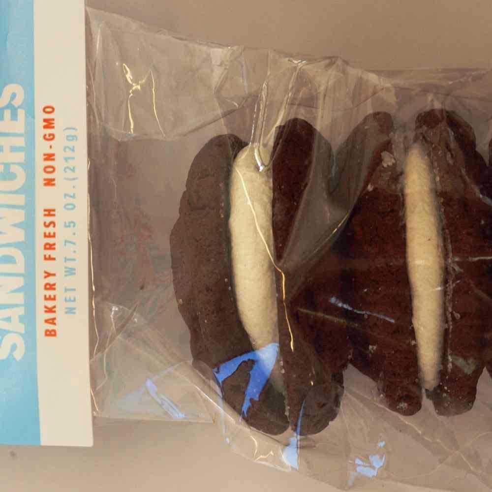 Divvies Brownie Sandwich Cookie with Vanilla, 2 count per pack - 12 per case.