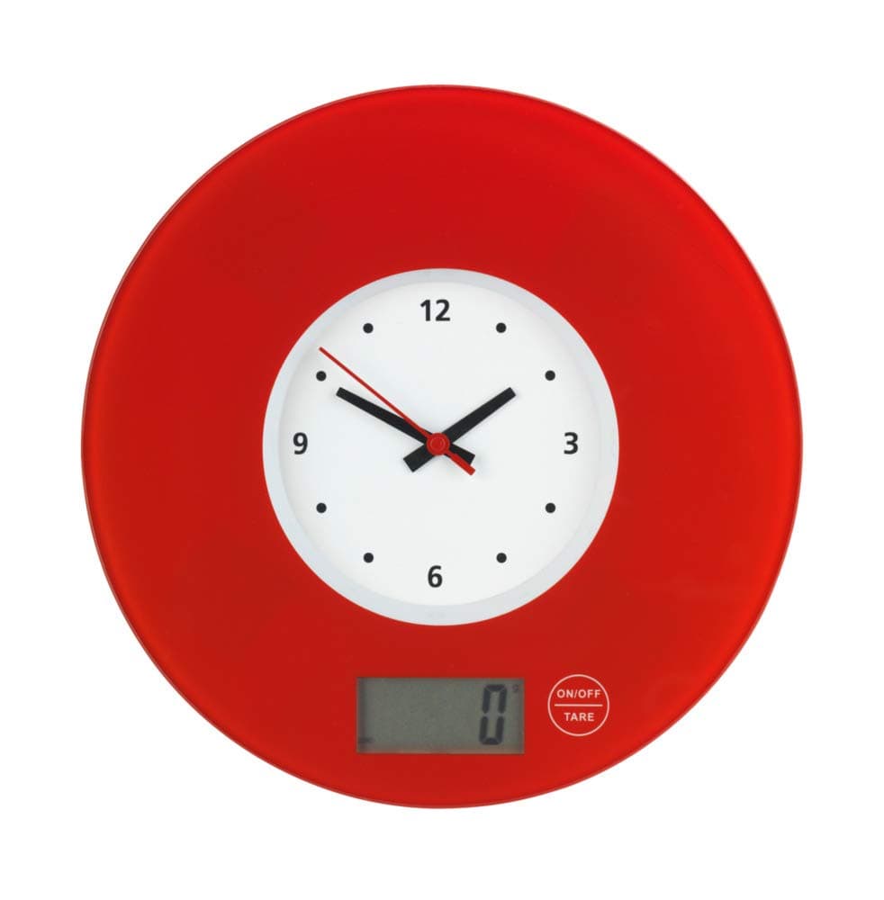 Wenko Kitchen Scale with Clock, Red