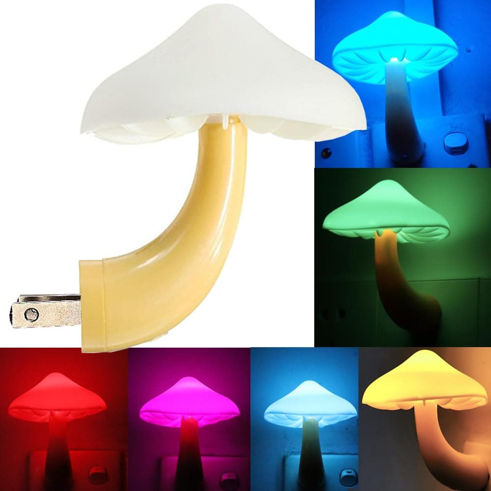 AUSAYE Sensor LED Night Light Plug in Lamp Mushroom Night Light 7-Color Changing Magic Pretty Mushroom-Shaped Night Lights for Adults Kids NightLight