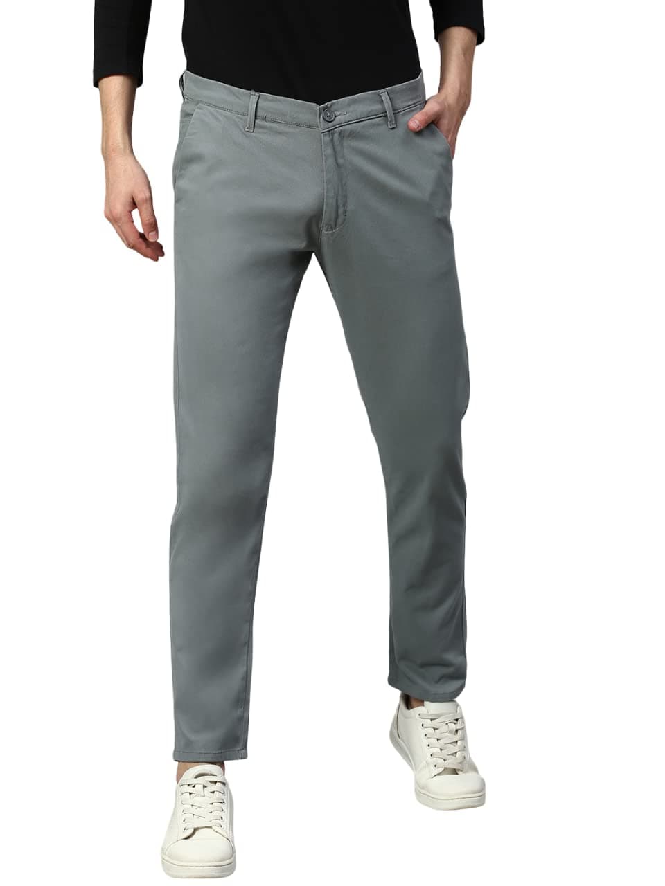 Men's Aqua Cotton Solid Chinos Trouser (B101_Aqua_36)