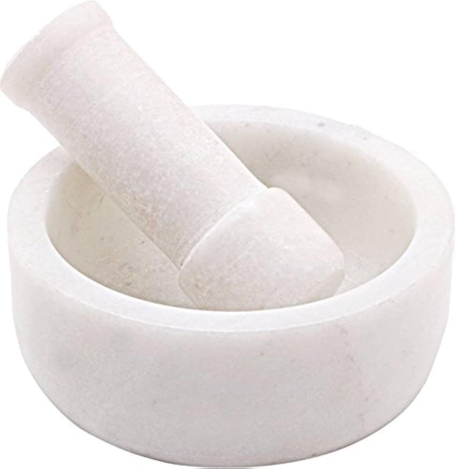 SIMRAN HANDICRAFTS B E Craft,Mortar And Pestle Set, kharad, masher Spice Mixer/Okhli and musle/Kharal For Kitchen 4 inches,White Color