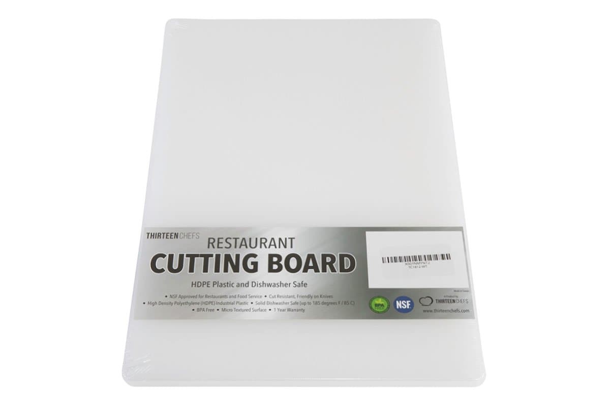Thirteen Chefs Plastic Cutting Board - 18 x 12 x 0.5 Inch, Professional Grade HDPE, NSF Approved, Large Size and Dishwasher Safe