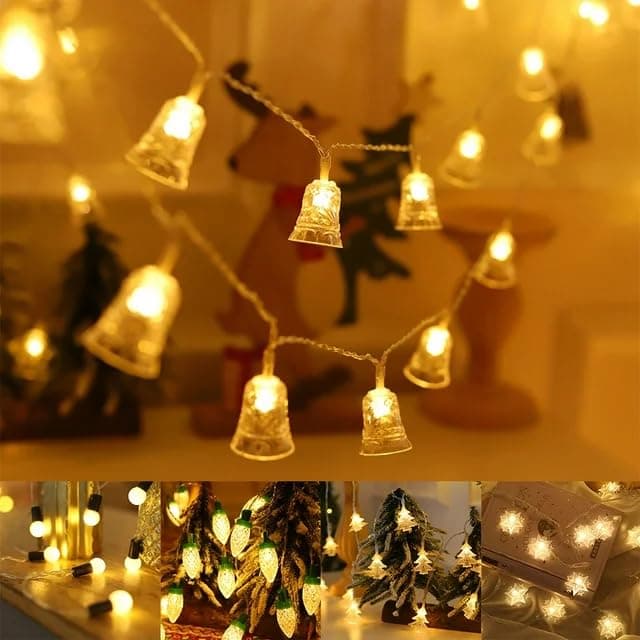 XERGY Plastic Bell String Fairy 20 Led Lights Outdoor and Indoor for Home Decoration Light, Diwali Lights & Christmas,Party (Warm White,Corded Electric), 3 Meters