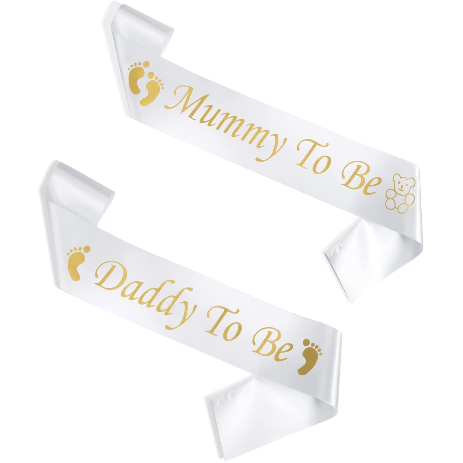 Aidi 2 PCS Mummy To Be Sash, White daddy to be Sash, Baby Shower Sash Mum To Be Sash Daddy to be Satin Sash for Baby Shower Party Decorations