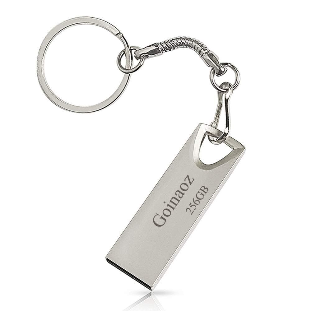 Metal USB 2.0 Flash Drive 256GB Silver - Keychain Design(Hy-256)