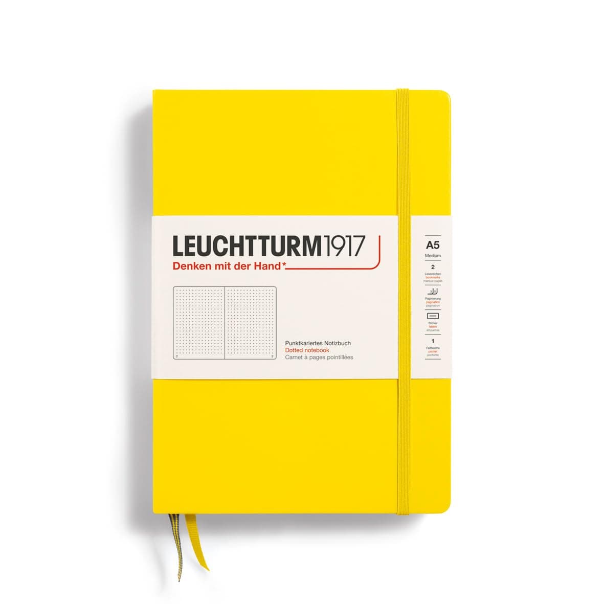 Leuchtturm1917 Notebook Medium (A5), Hardcover, 251 numbered pages Lemon, Dotted