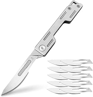VIFUNCO Folding Scalpel Knife, Pocket Knife for Men, Small Keychain Knife, Slim Folding Razor Knives with 10pcs #24 Replaceable Blades, EDC Utility knife, Surgical Knives for Outdoor Skinning