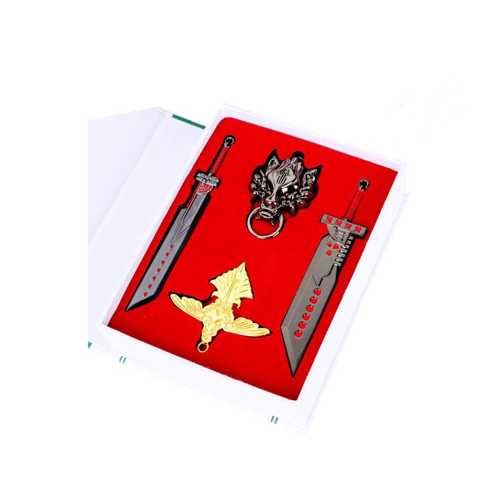 Final Fantasy VII Weapon Sword Wolf NEcklace 4 pc Gift Box Set