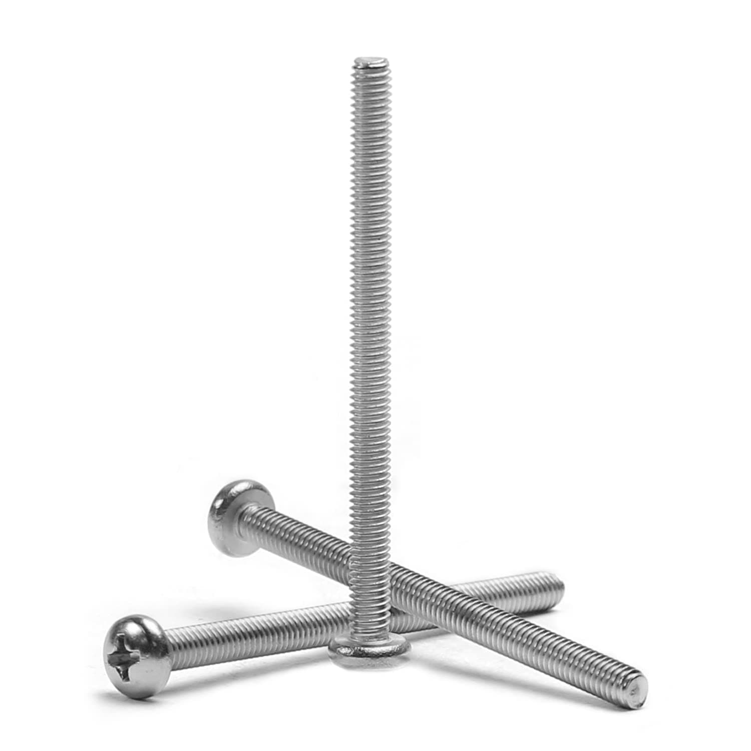 MroMax 30Pcs M4 x 55mm Pan Head Phillips Machine Screws, 304 Stainless Steel 18-8, Fully Thread, Metric Silver Gray Cross Head Screws Bolts for Cabinet Drawer Knob Pull Handle