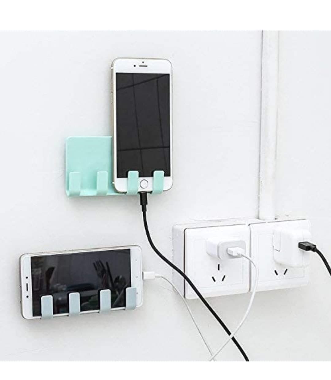 Pack of 3 Mobile Holder for Wall Charging - Wall Mount Phone Stand for Home With Tablet Compatibility
