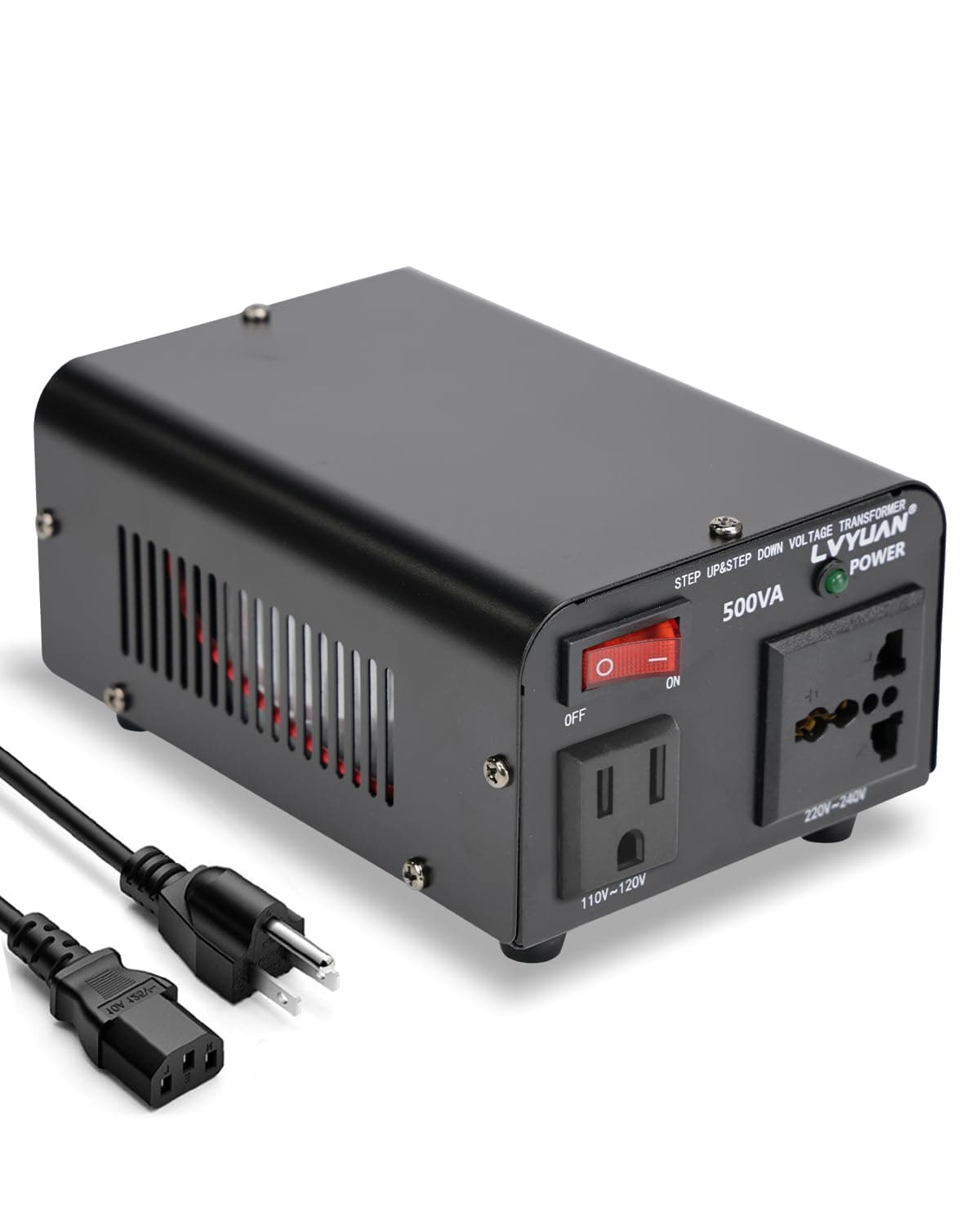 LVYUAN Voltage Transformer Converter 500 Watt Step Up/Down Convert from 110-120 Volt to 220-240 Volt and from 220-240 Volt to 110-120 Volt with US Outlet, Universal Outlet, Circuit Breaker
