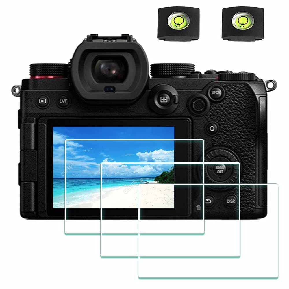 Screen Protector for Panasonic LUMIX S5II S5IIX S5 / S5 II s5 IIX & Hot Shoe Cover 0.3mm 9H Hardness Tempered Glass Flim, Anti-Scrach Anti-Fingerprint Anti-Bubble [3 Pack]
