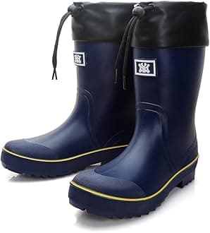 RIUETARRain Boots for Men, Waterproof Warm Rubber Boots Mens Garden Boots, Comfort Mid-Calf Lightweight Adjustable Raining Shoes, Elastic Chelsea Ankle Rain Boots Fishing Shoes for Yard Farm Outdoor Work