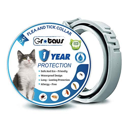GROTAUS Flea and Tick Collar for Cats - Effective for All Sized Cats - 12 Months Flea and Tick Collar Prevention - Waterproof Flea and Tick Control Collar - 100% Natural Treatment
