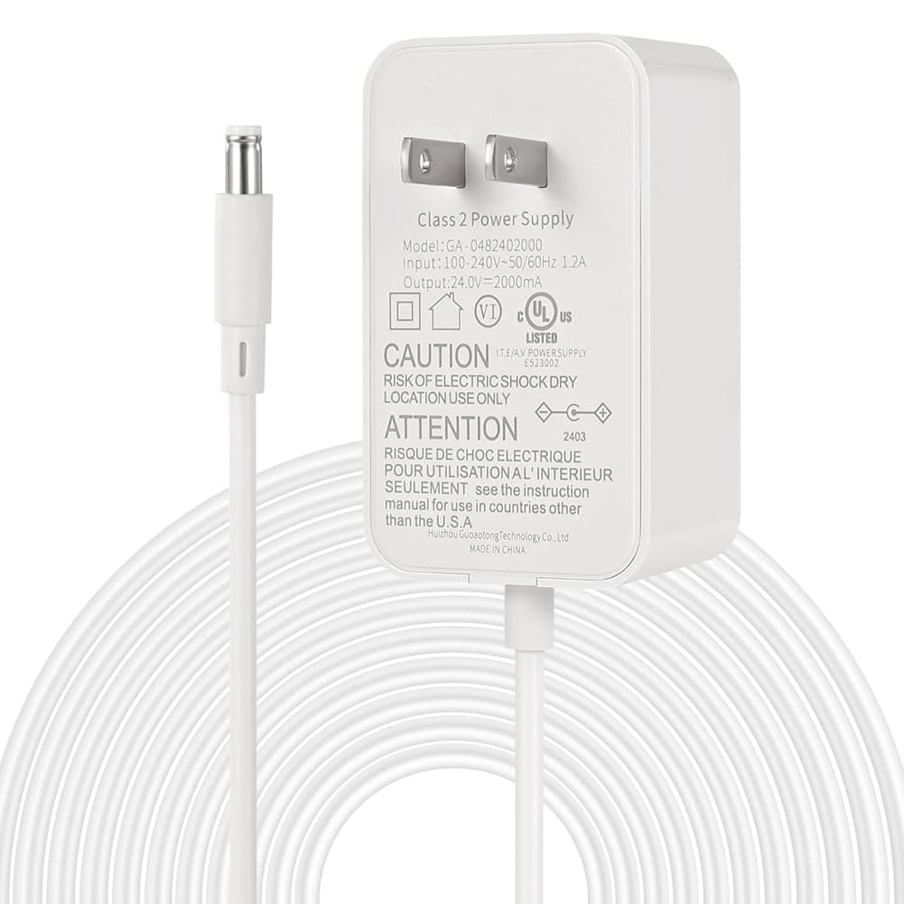 24V DC Power Supply Adapter 24Volt 2A 48W Adapter UL Listed, AC to DC Converter Transformer 100-240V AC Input with 5.5 x 2.1mm US Plug for LED Strip, CCTV Camera and Other Low Voltage Devices