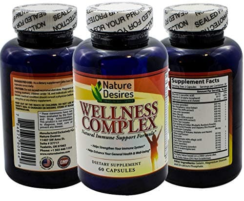 Nature Desires Wellness Formula :: Herbal Immune Defense Complex :: Boost Your Health and Well-Being :: 60 Capsules Natural Dietary Supplement :: High Potency Formulation