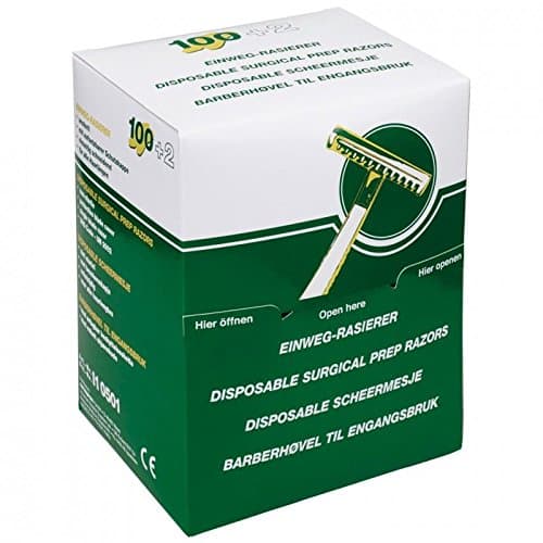 Disposable Surgical Prep Single Blade Razor, Pack of 100