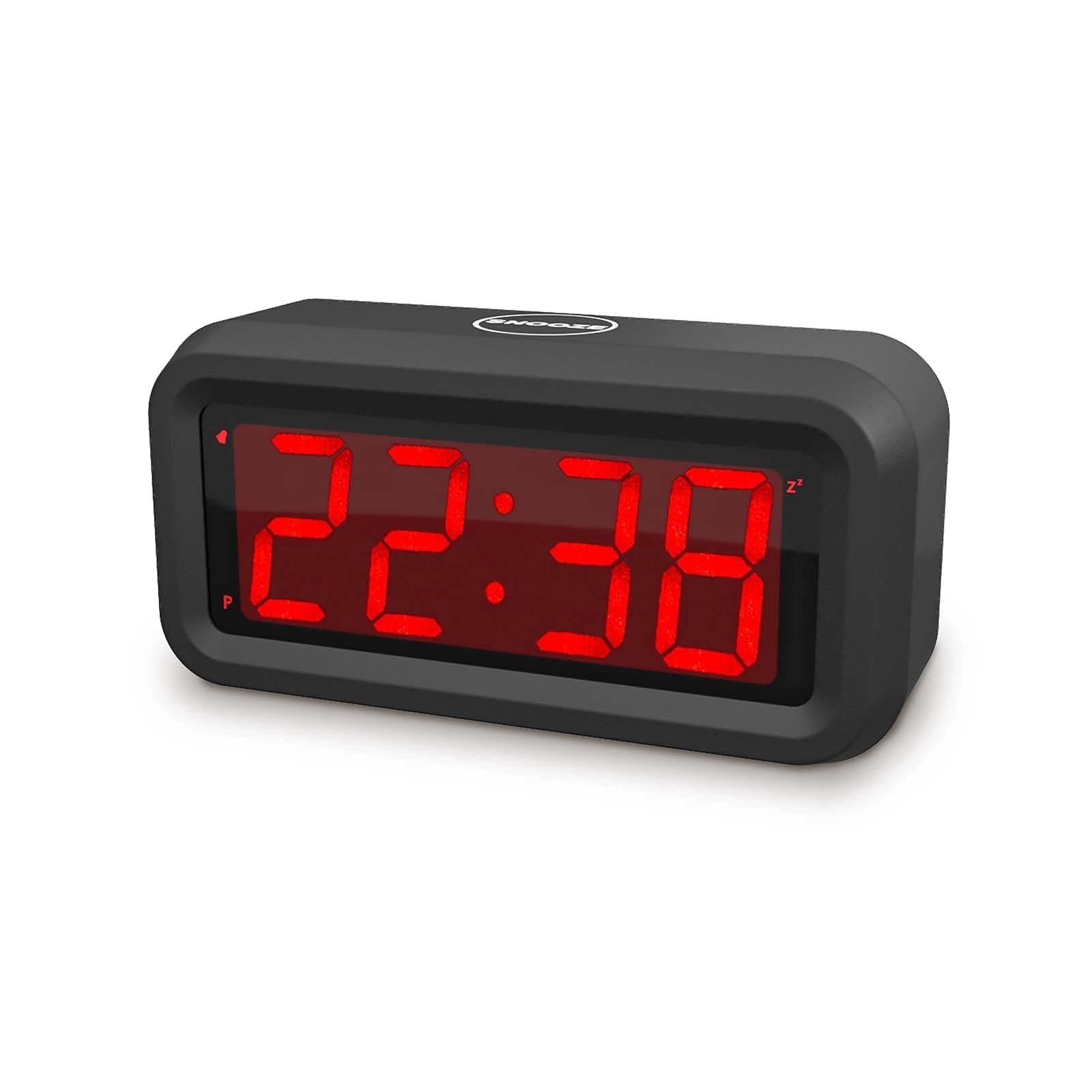 Digital Alarm Clock Battery Operated Only, 4pcs AA Batteries Keep Cordless Clock Running More Than 1 Year, 4" Red LED Jumbo Display, for Bedroom, Kids, Travel, Bedside, Shelf