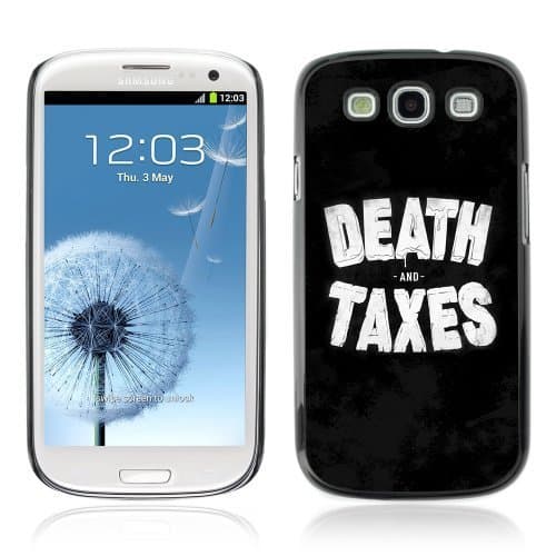 ARTCASES CollectionsTM Black Hard Back Case for Samsung Galaxy S III S3 ( Funny Death & Taxes Sign )