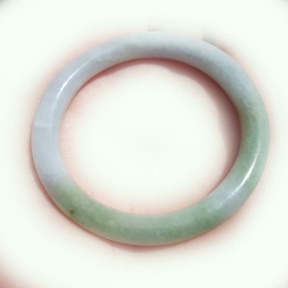 Genuine TWO Color Jade Bangle Bracelet Size 2 1/4 Inch (55mm)