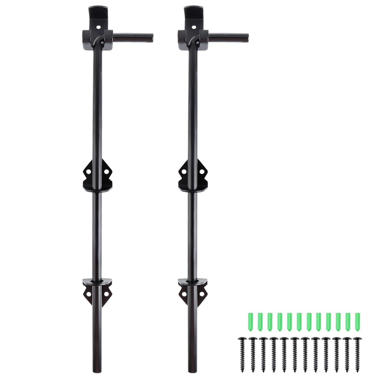 Skelang 2 Pcs Cane Bolt, 18" Heavy Duty Gate Drop Rod, Steel Gate Ground Latch for Holding Wooden Gate Open and Shut