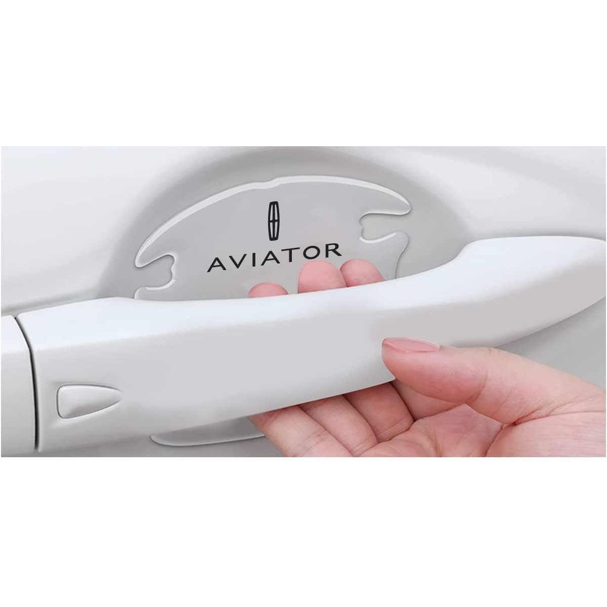 iPick Image Made for Lincoln Aviator Universal Car Door Handle Cup Protector Clear Decal Stickers, Pair