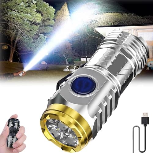 Baawner Flashlight, Three-Eyed Monster Mini Flashlight, German Three-Eyed Monster Mini Flash Super Power Flashlight, Pocket Flashlight with Clip, Three-Eyed Monster Mini Flashlight (Sliver)