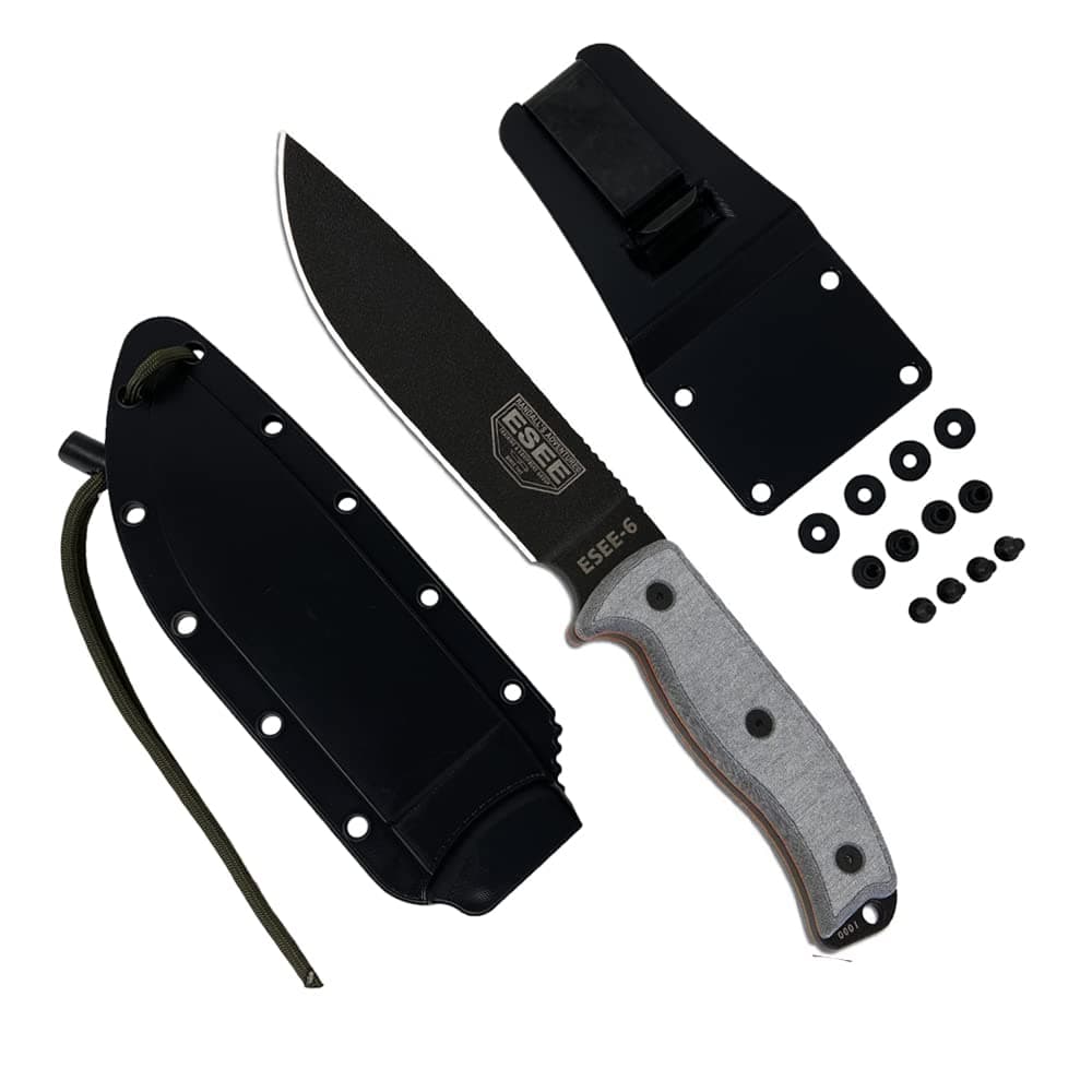 Knives 6P Fixed Blade Knife w/Molded Polymer Sheath (Black Blade/Black Sheath)