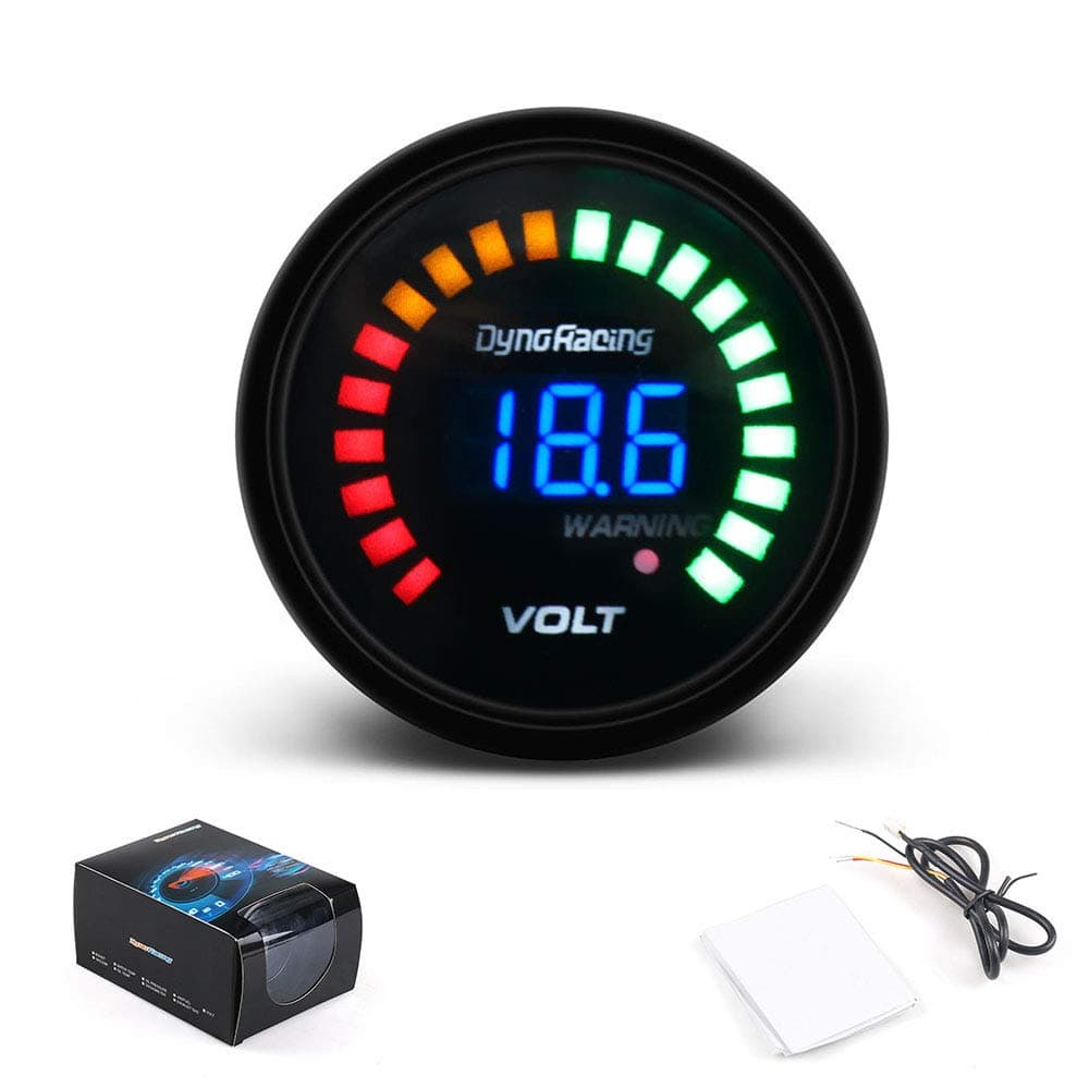 2'' 52mm 12V Car Digital Smoked Analog Electronic Voltmeter Voltage Gauge Volt Meter 20 LED Black