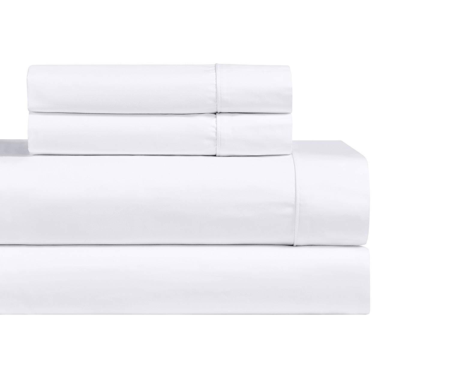 Royal Hotel Bedding Luxury Heavyweight 1000 Thread Count 4pc Bed Sheet Set 100% Cotton Material, Cool - Durable, Soft and Breathable Deep Pocket Sheets in Queen Size, White