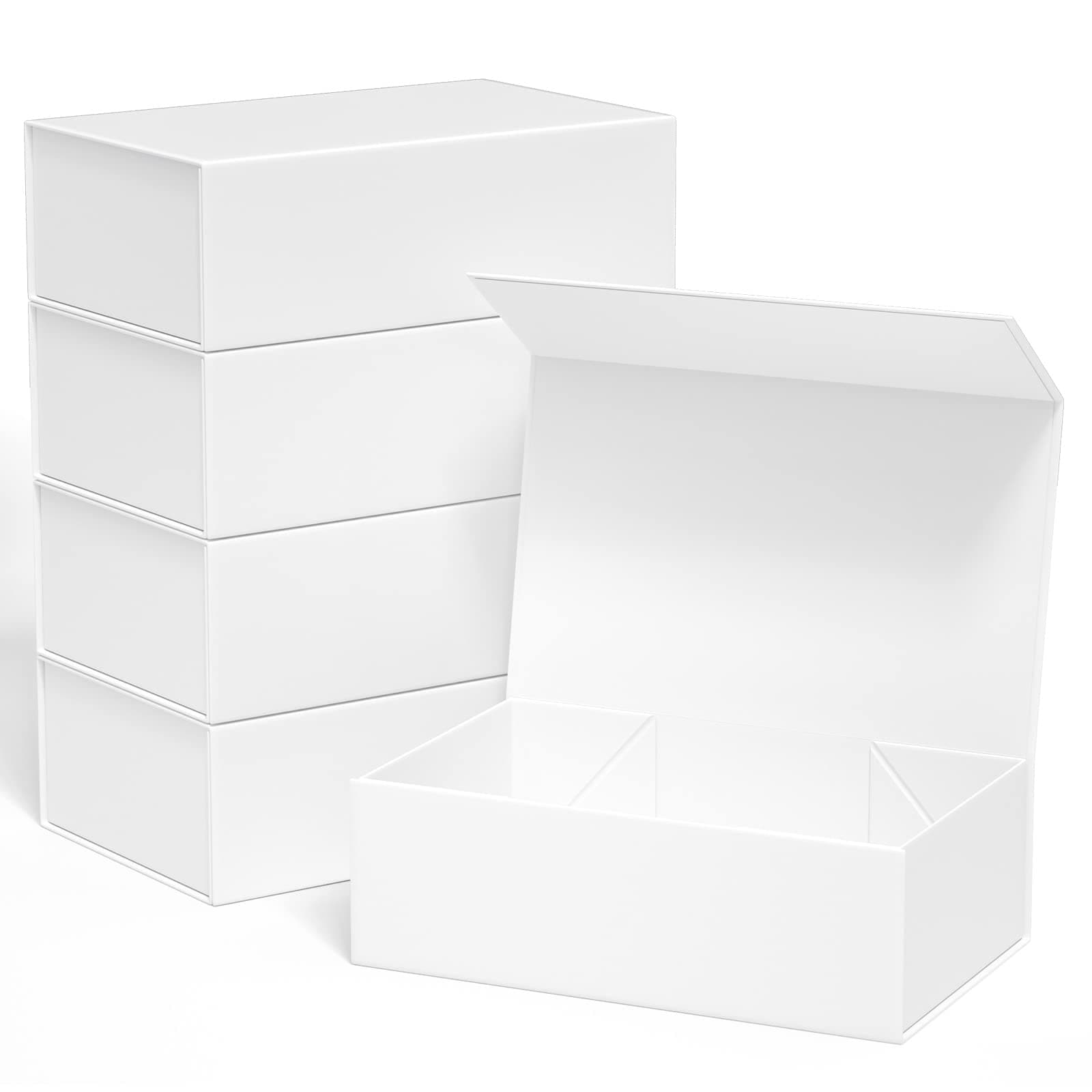 Gift Boxe 12" x 6" x 4" with Magnetic Closure Lid Gift Boxes for Presents,Bridesmaid Gifts Box,Cute Box,Birthday Gift box,Luxury for Gift Packaging, Magnetic Gift Box for Wrapping Gifts (White/5PCS)
