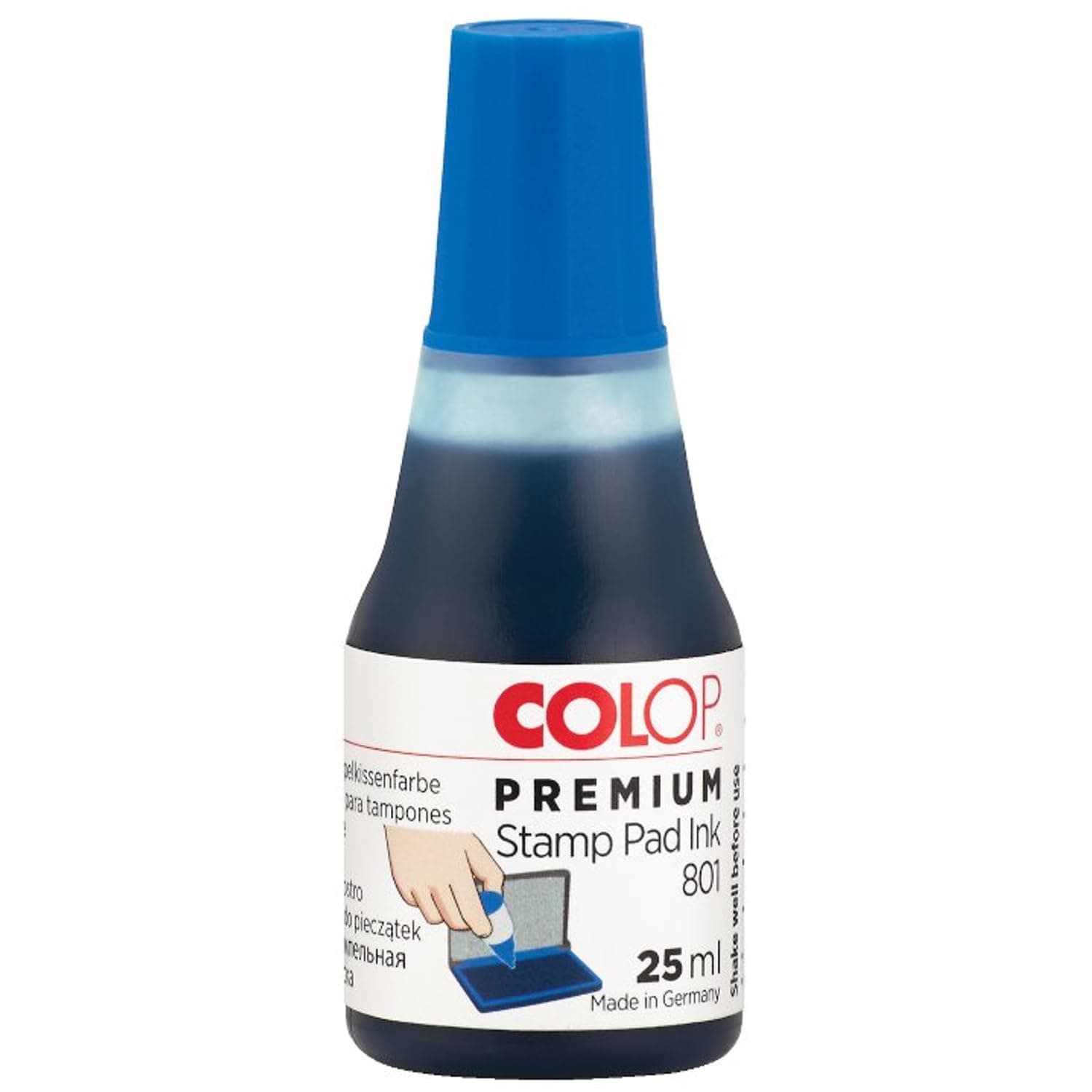 Colop Stamp Pad Ink 801 25Ml Blue, Water Based Refill Ink, 801Be